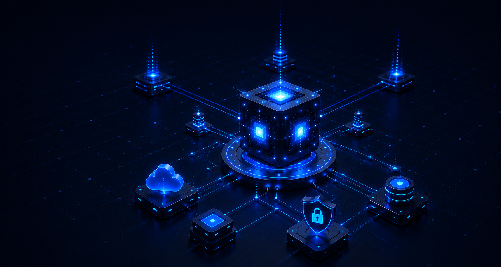 Infrastructure digitale — visualisation du cube et du réseau connecté